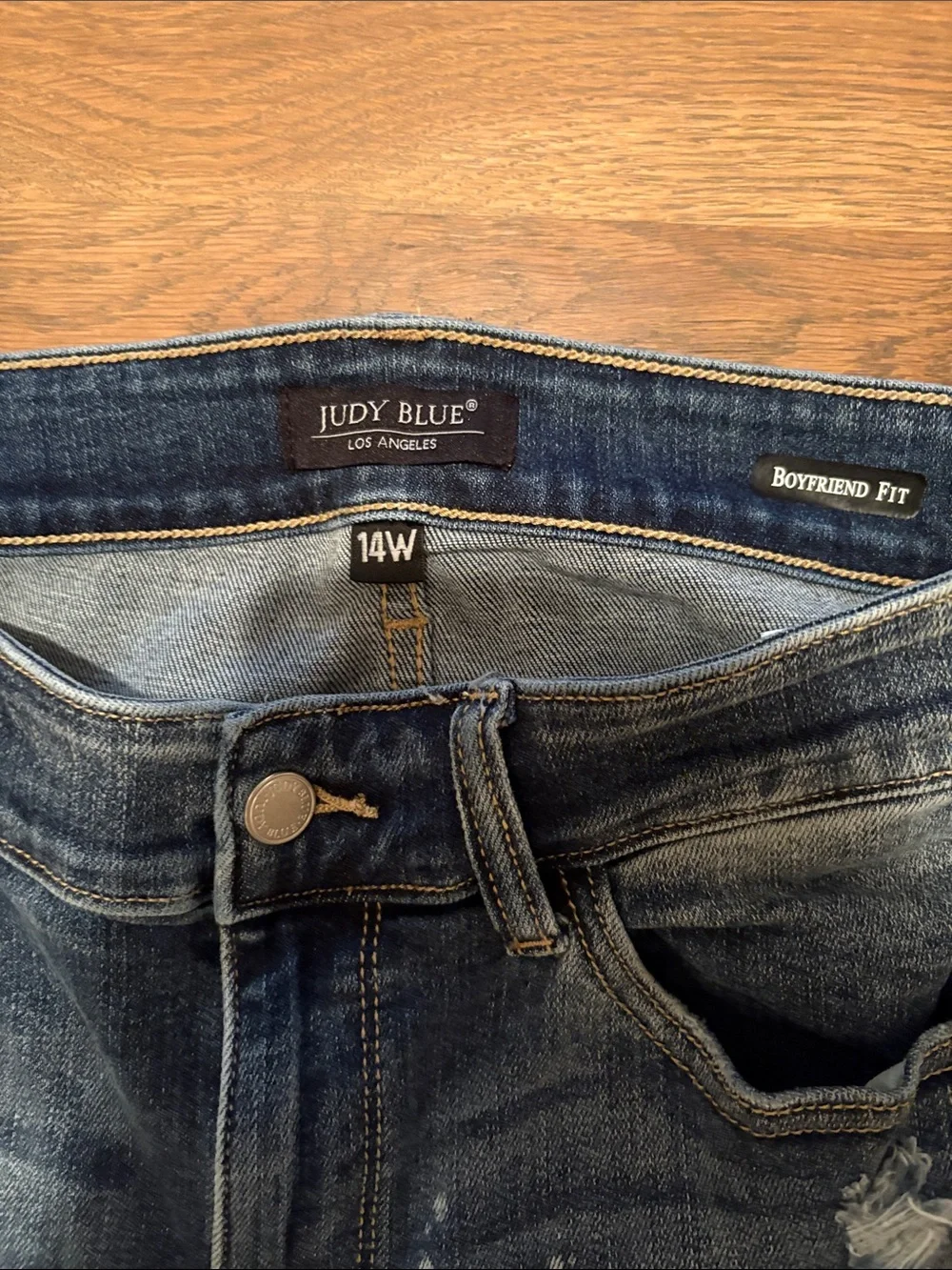 Judy Blue Distressed Ripped Blue Boyfriend Jeans